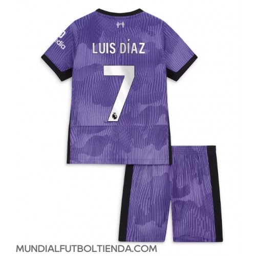 Camiseta Liverpool Luis Diaz #7 Tercera Equipación Replica 2023-24 para niños mangas cortas (+ Pantalones cortos)
